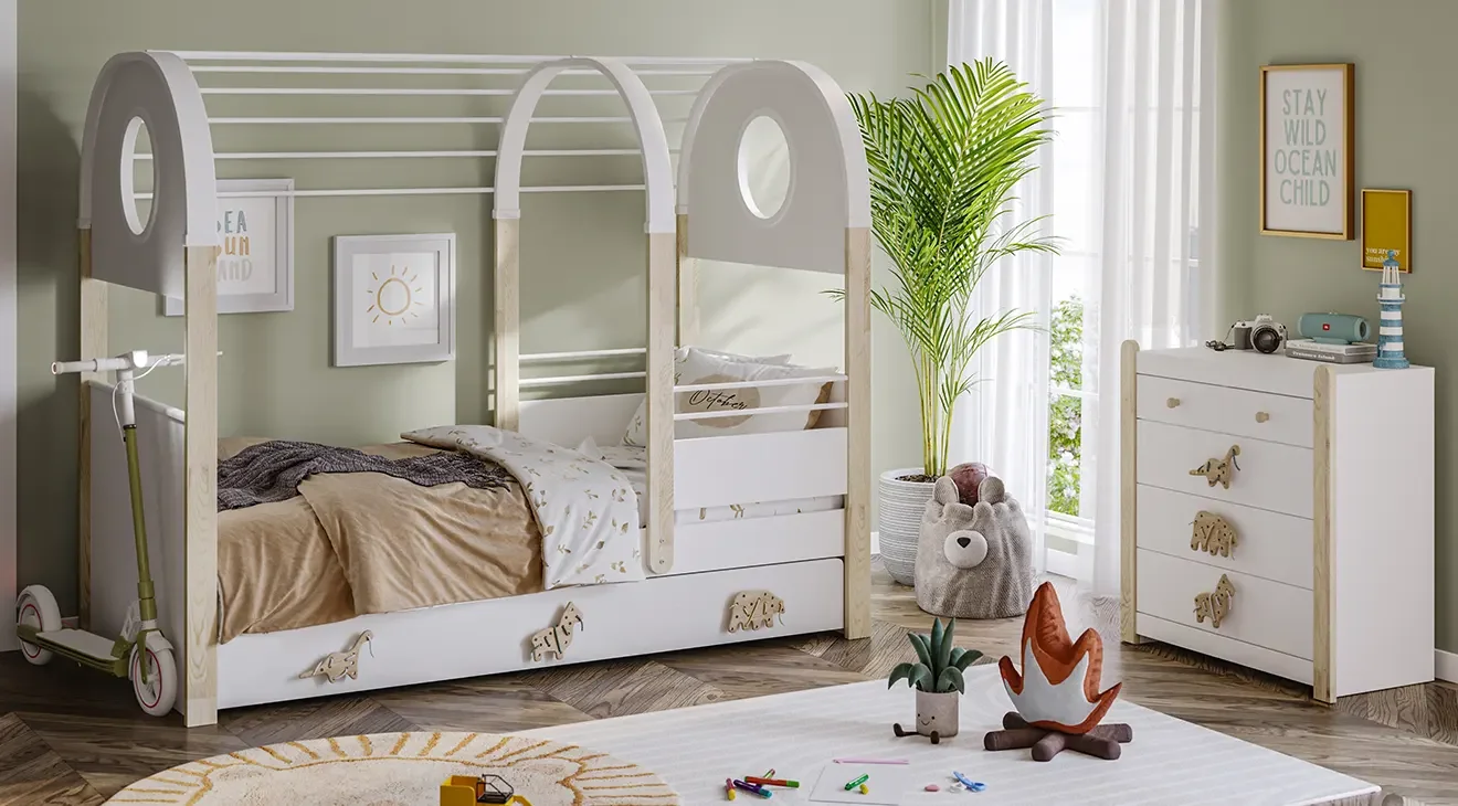 White Montessori Çocuk Odası Takımı