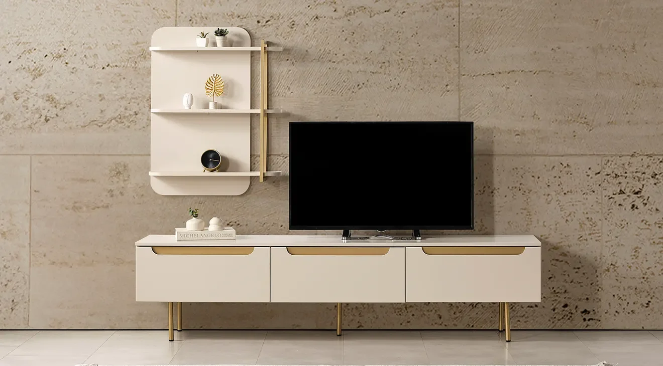 Zara Gold Metal Ayaklı Tv Ünitesi