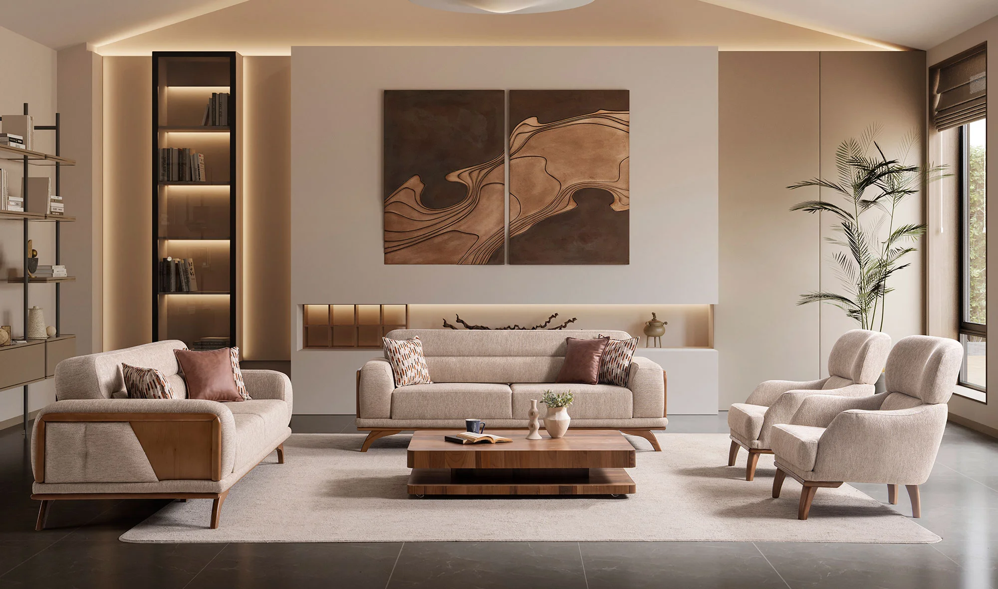 İki Üçlü Koltuk (yataklı) + Bir Tekli Koltuk