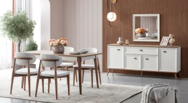 Ada Ahşap Ayaklı Modern Yemek Odası Takımı