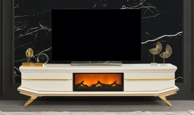 Angel Gold Şömineli Tv Sehpası