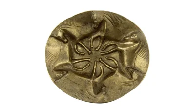 Antik Gold Horse Metal Yuvarlak Duvar Dekoru 37x10 cm