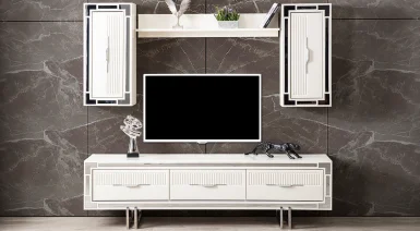Aspendos Gümüş Metal Ayaklı Tv Üntesi