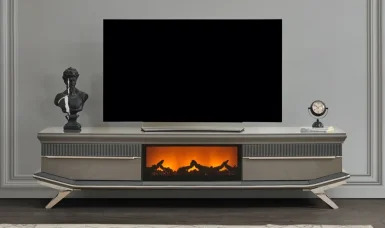 Asya Gümüş Şömineli Tv Ünitesi