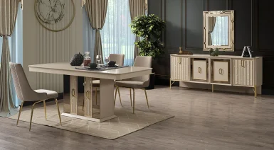 Bahar Gold Metal Ayaklı Yemek Odası Takımı