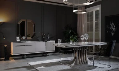 Bergama Kumtaşı Metal Ayaklı Yemek Odası Takımı