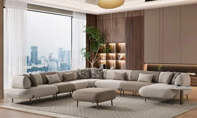 Candy Modern Yataklı U Köşe Koltuk Takımı (375 x 410 x 160 cm)
