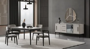Destan Ahşap Ayaklı Modern Yemek Odası Takımı