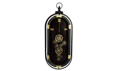 Gold Siyah Ahşap Oval Duvar Saati 41x102 cm