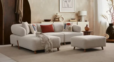 İlyora Ahşap Ayaklı Mini Köşe Koltuk Takımı