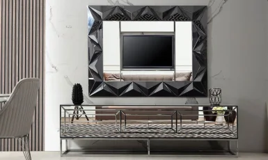 Jaguar Aynalı Metal Ayaklı Tv Ünitesi