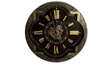 Kahve Gold Ahşap Duvar Saati 64 cm