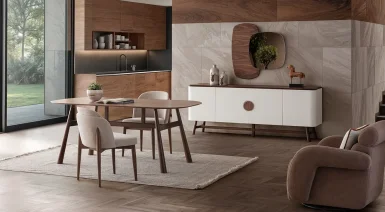 Lizbon Ahşap Ayaklı Modern Yemek Odası Takımı