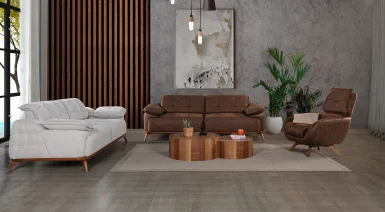 Loft Ahşap Ayaklı Yataklı Koltuk Takımı