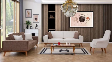 Luke Ahşap Ayaklı Yataklı Koltuk Takımı