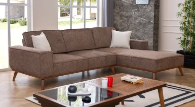 Luke Yataklı Ahşap Ayaklı Köşe Koltuk Takımı