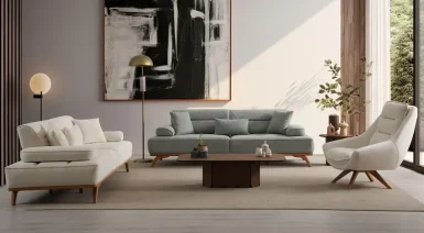 Milano Ahşap Ayaklı Yataklı Modern Koltuk Takımı