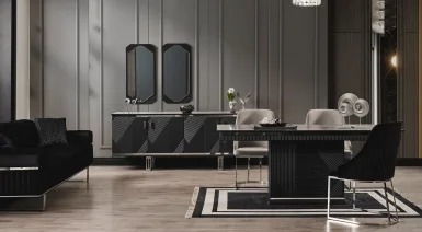 Quatro Q3 Antrasit Yemek Odası Takımı