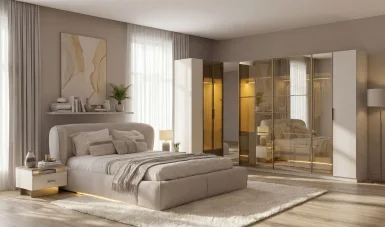 Rozetta Bazalı Yatak Odası - Köşe Dolaplı