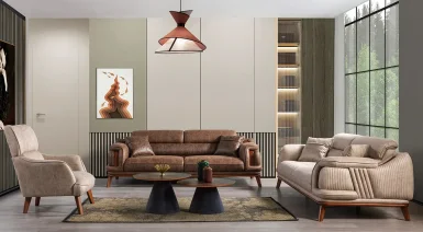 Saray Ahşap Ayaklı Modern Koltuk Takımı