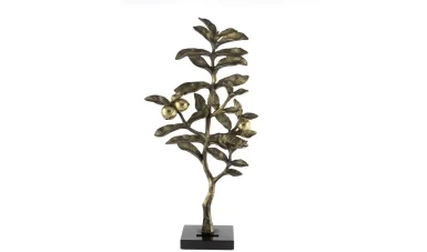 Siyah Kaideli Antik Gold Metal Ağaç Dekor 27x12 cm