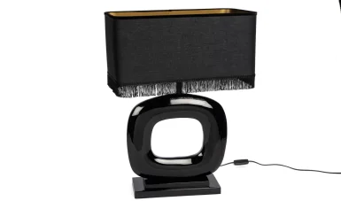 Siyah Kare Püsküllü Abajur