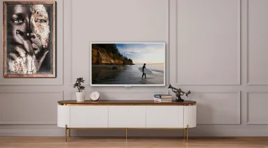 Tesla Metal Ayaklı Beyaz Tv Ünitesi