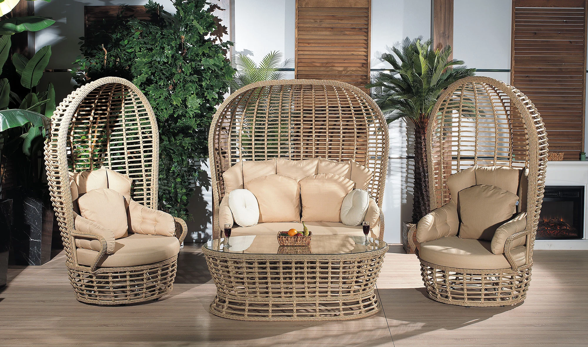 Armoni Bahçe Koltuk Takımı - Kahve