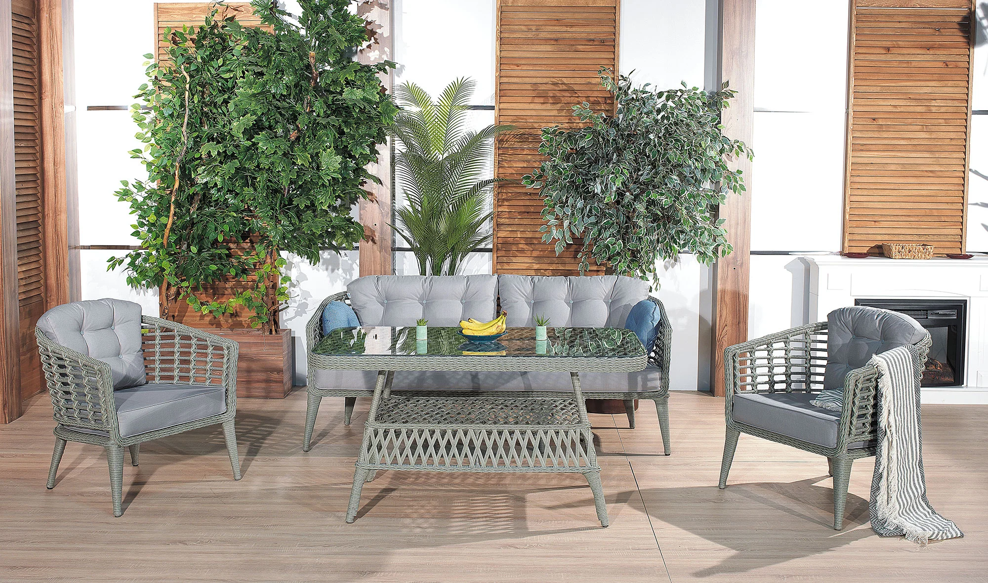 Domino Bahçe Koltuk Takımı - Gri