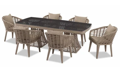 Domino Bahçe Masa Takımı - Bej Siyah