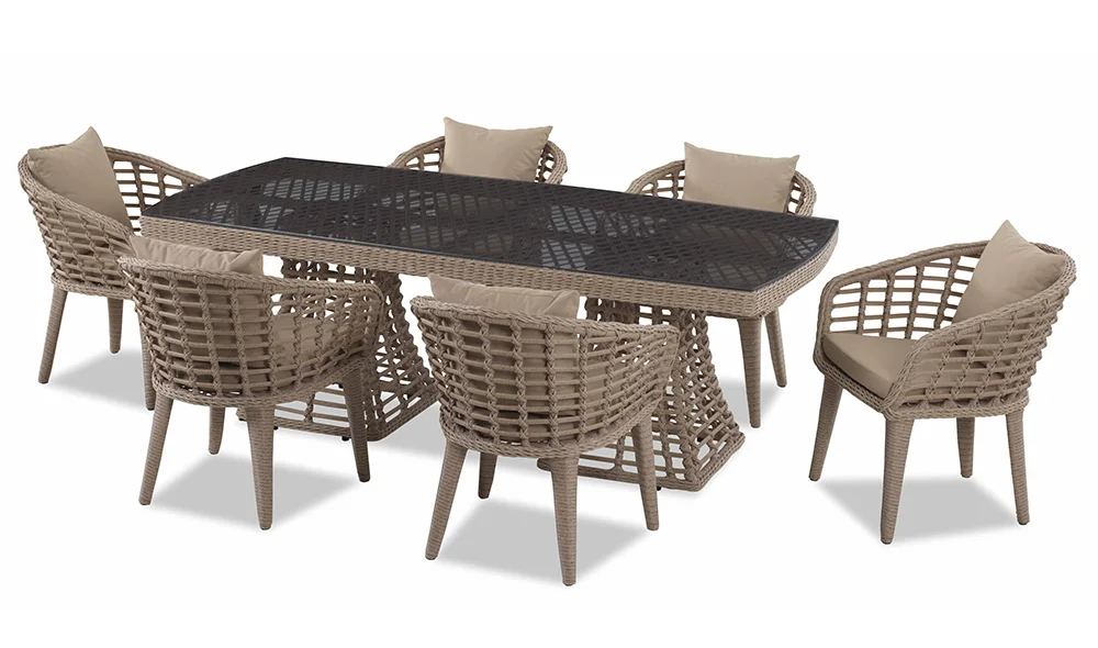 Domino Bahçe Masa Takımı - Bej Siyah