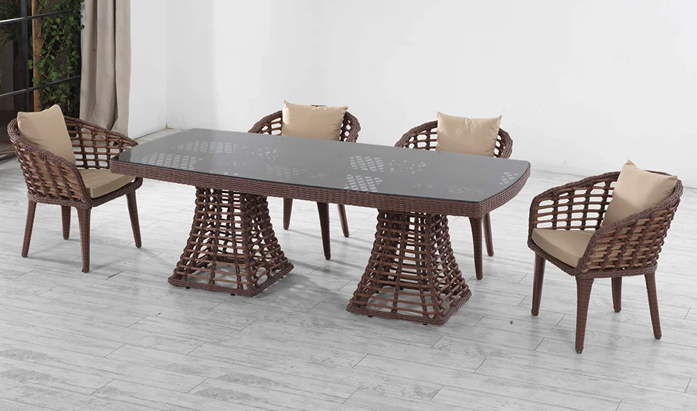 Domino Bahçe Masa Takımı - Kahve Füme