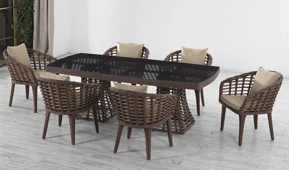 Domino Bahçe Masa Takımı - Kahve Siyah