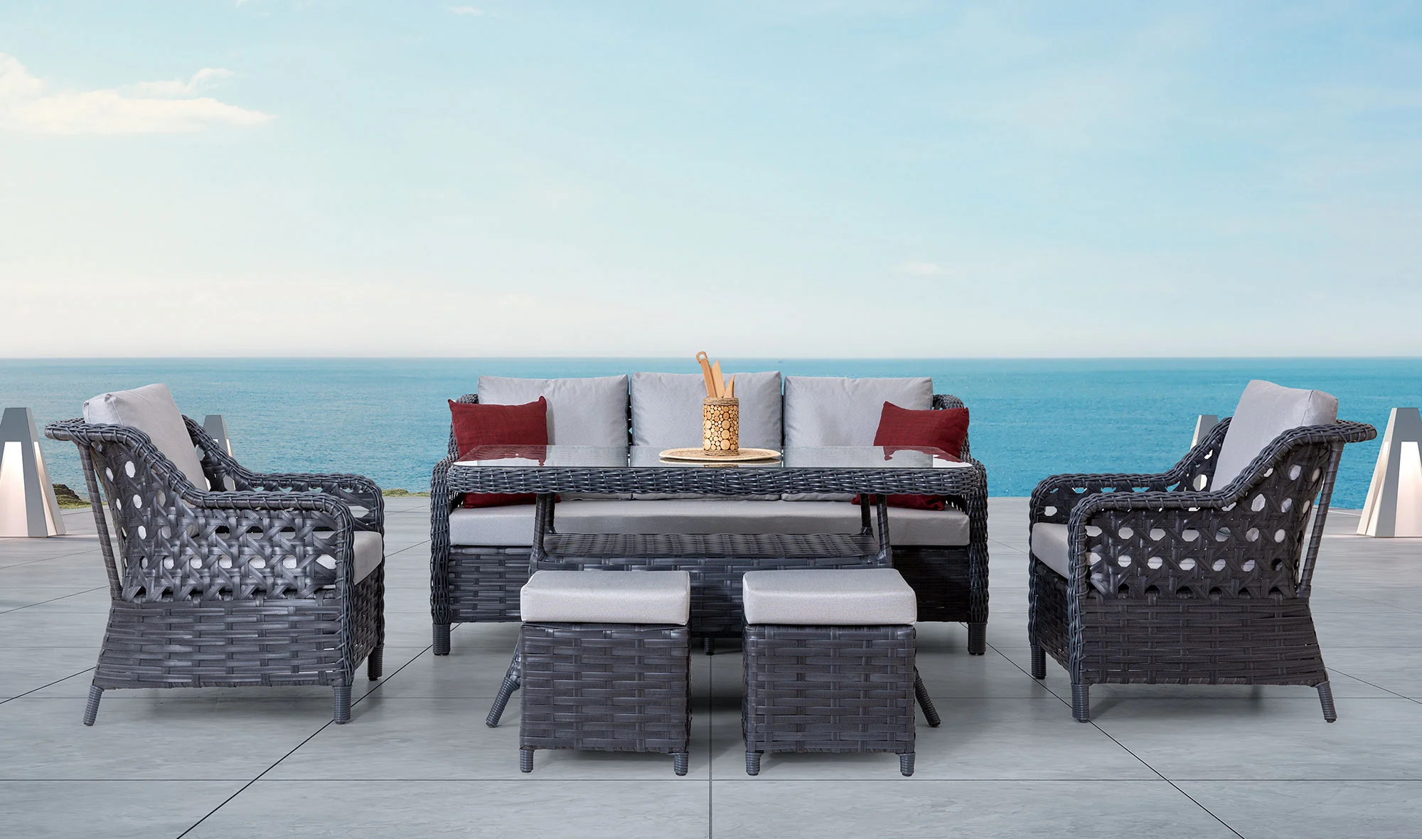 Kanvas Bahçe Masa Takımı - Antrasit