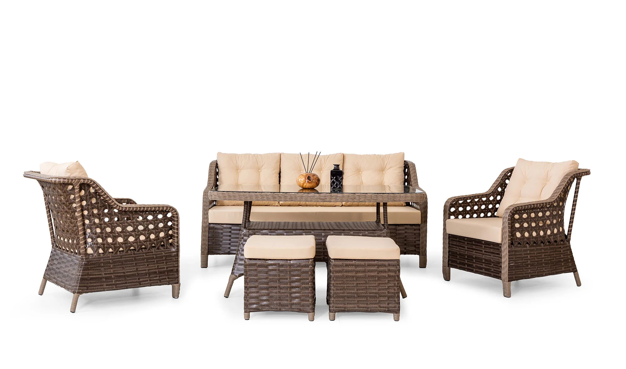 Kanvas Bahçe Masa Takımı - Kahve