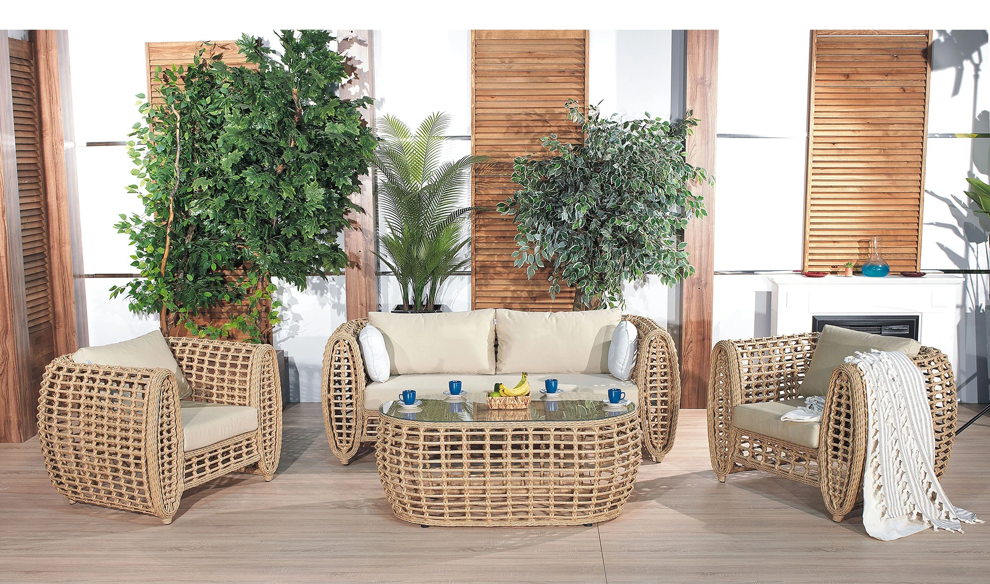 Rosa Bahçe Koltuk Takımı - Kahve