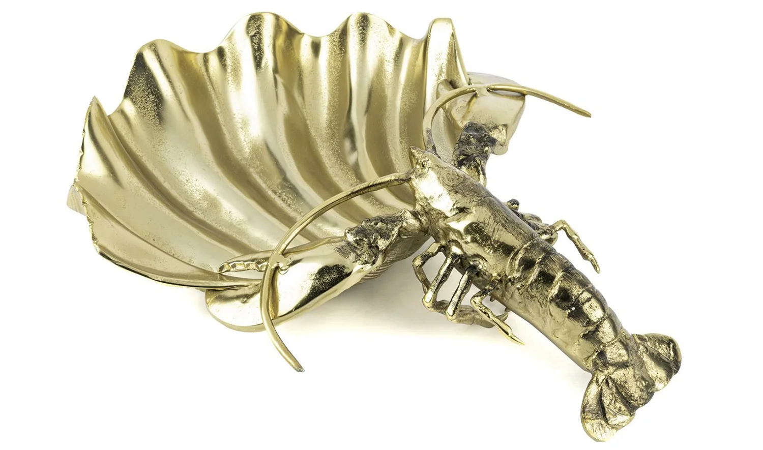 Gold Istakozlu Dek Metal Tabak