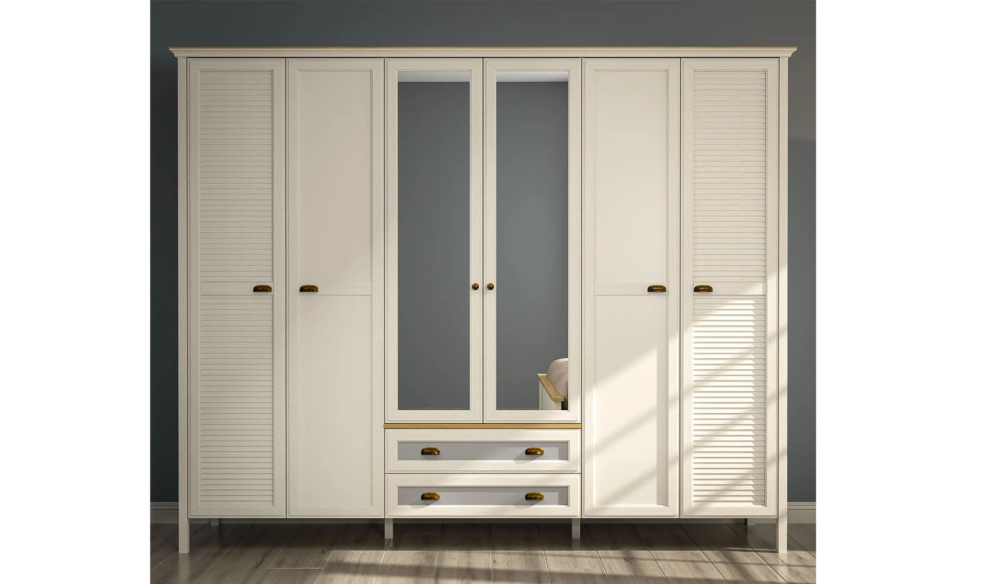 Astoria 6 Kapılı Gardrop - Çekmeceli