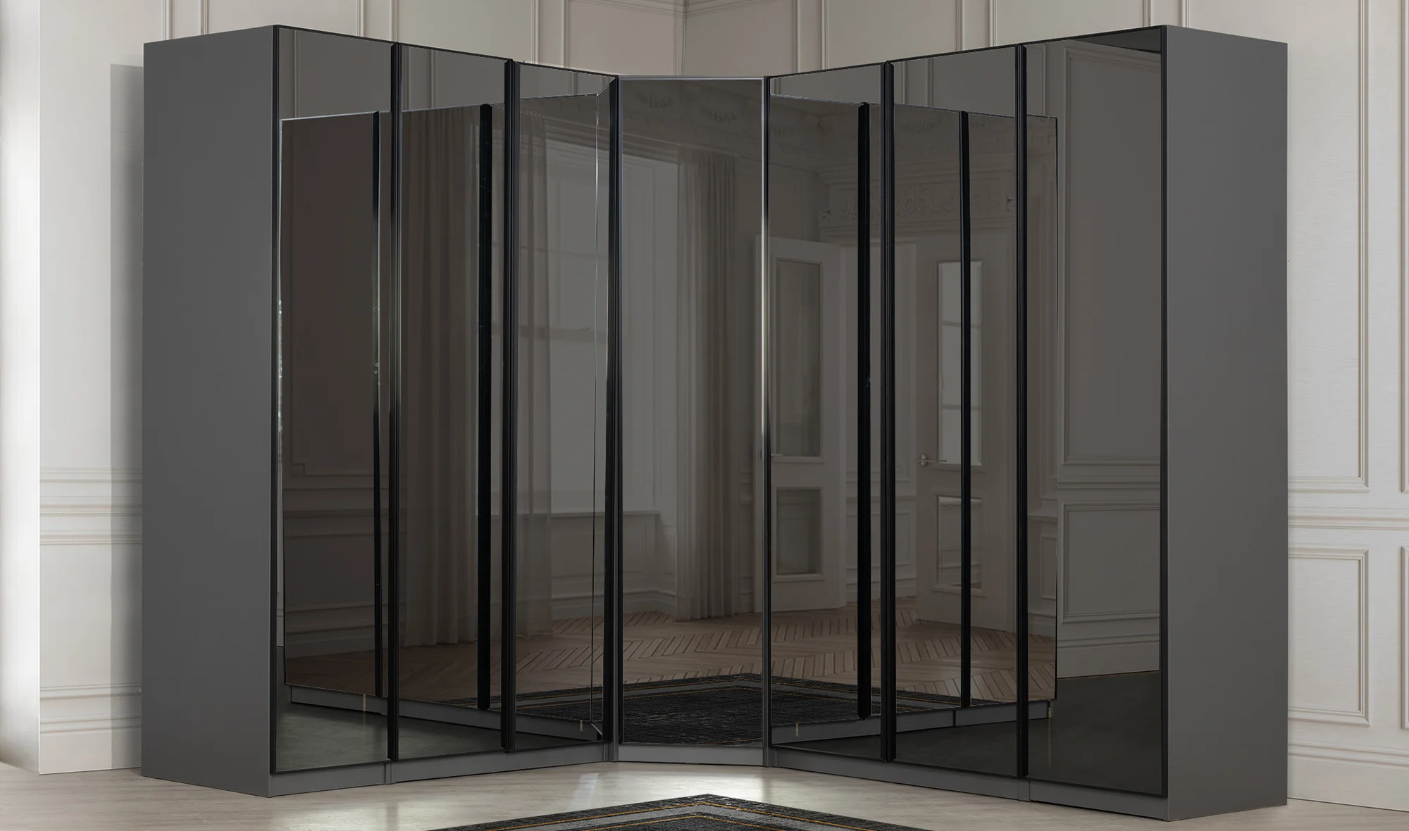 Bellino Antrasit Köşe Gardrop - Medium