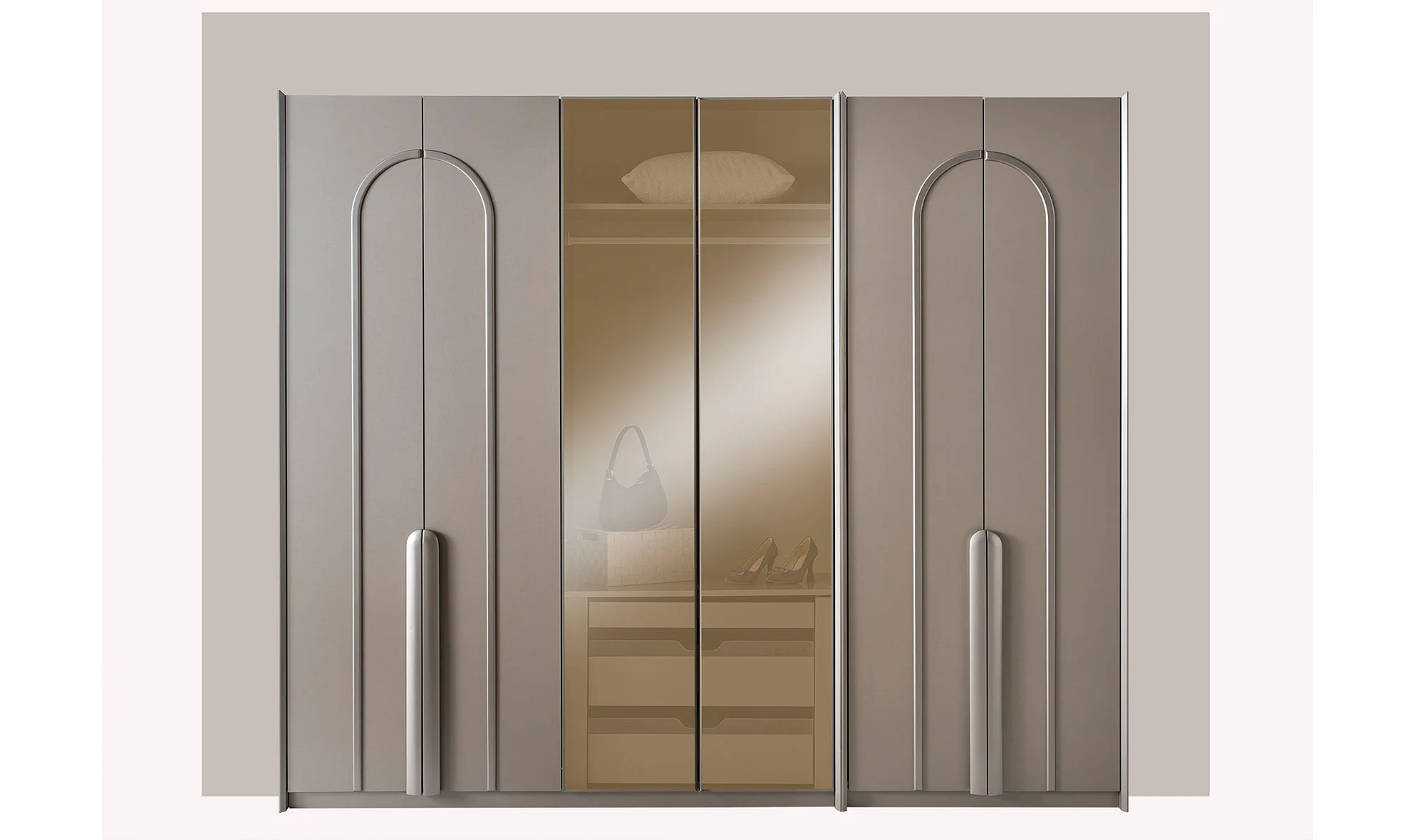Gordion 6 Kapılı Gardrop - Gri