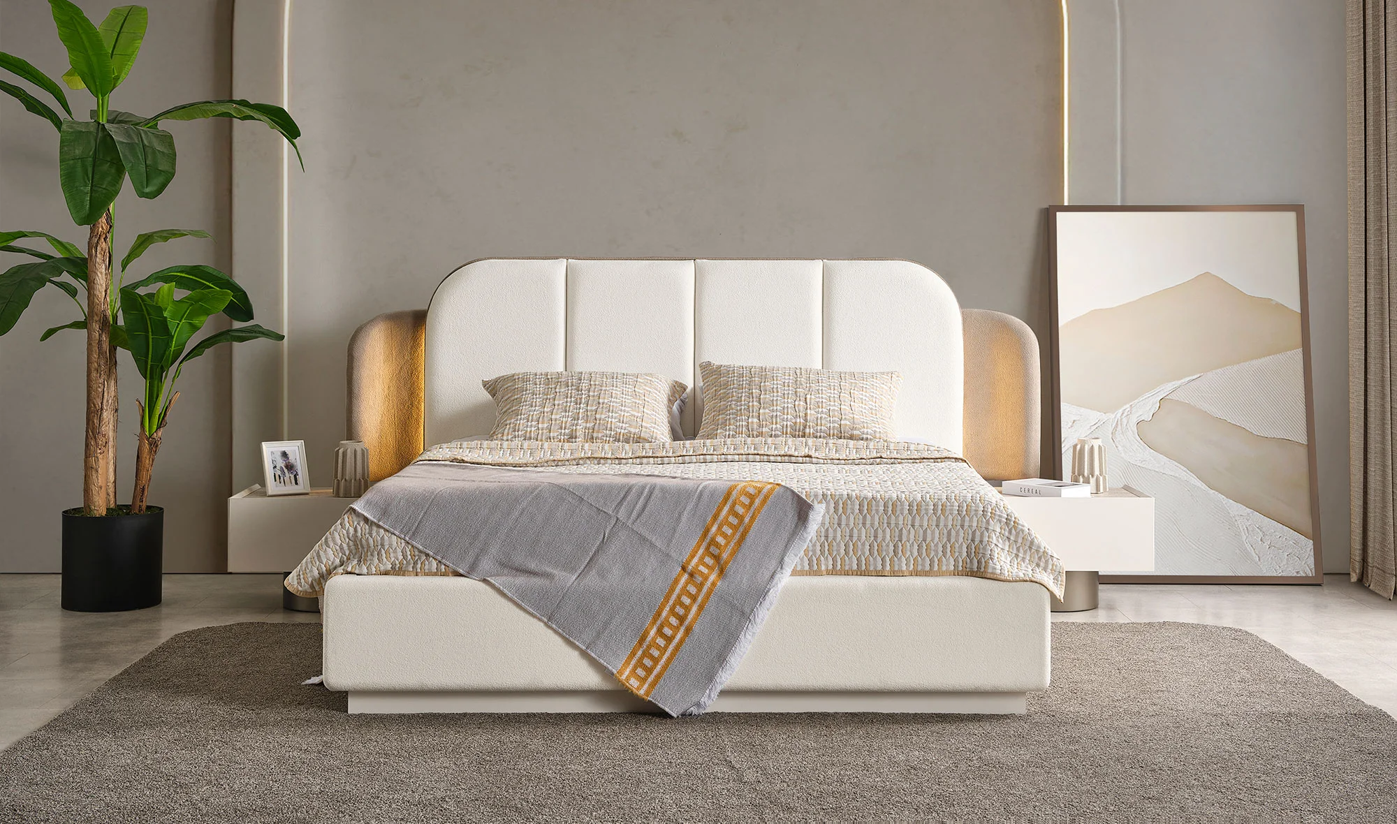 Gordion Bazal? Karyola ve Başlık - Beyaz