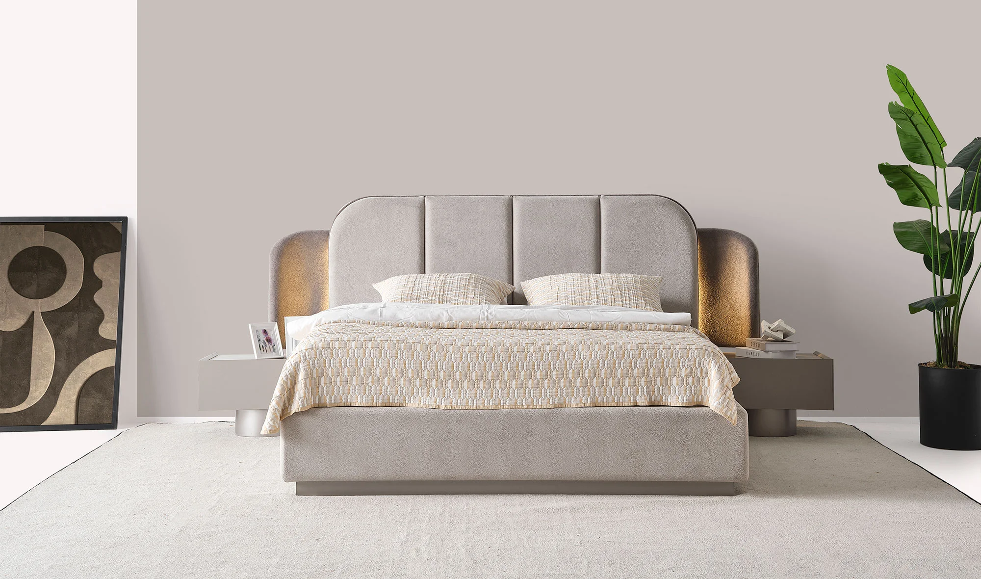 Gordion Bazal? Karyola ve Başlık - Gri