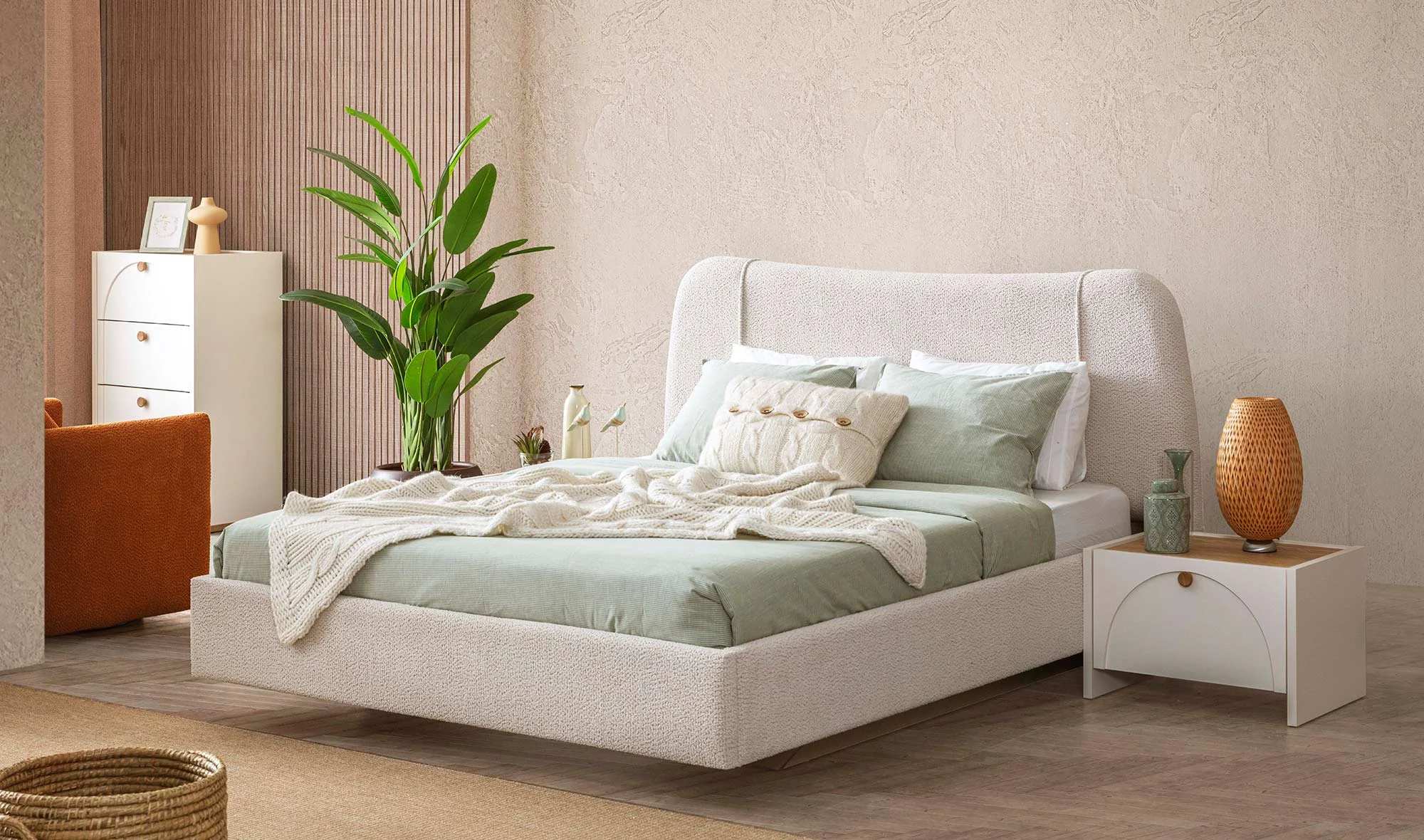 Lenora Karyola ve Başlık - Beyaz