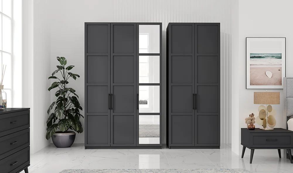 Liya 5 Kapılı Gardrop - Antrasit