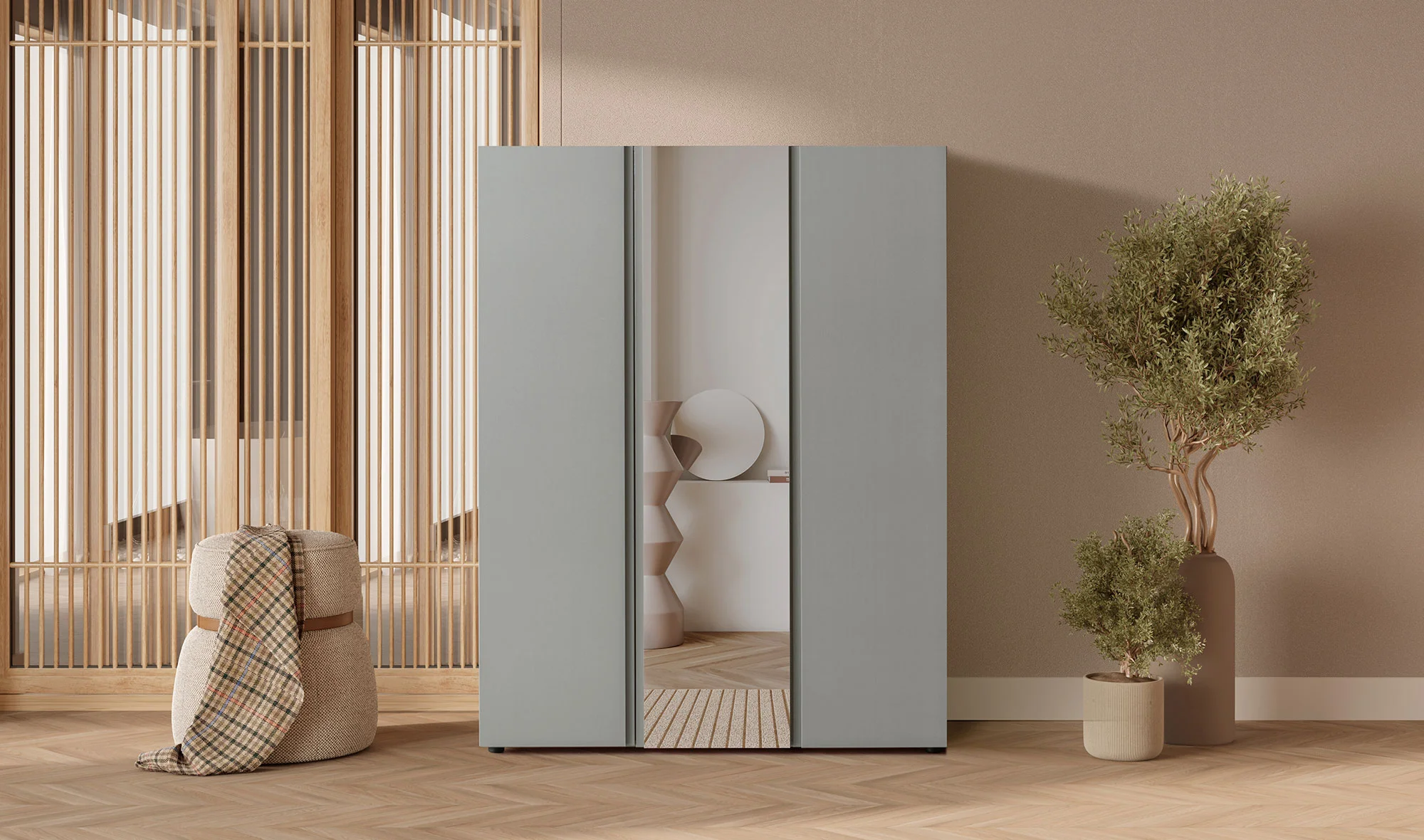 Monna 3 Kapılı Gardrop - Gri