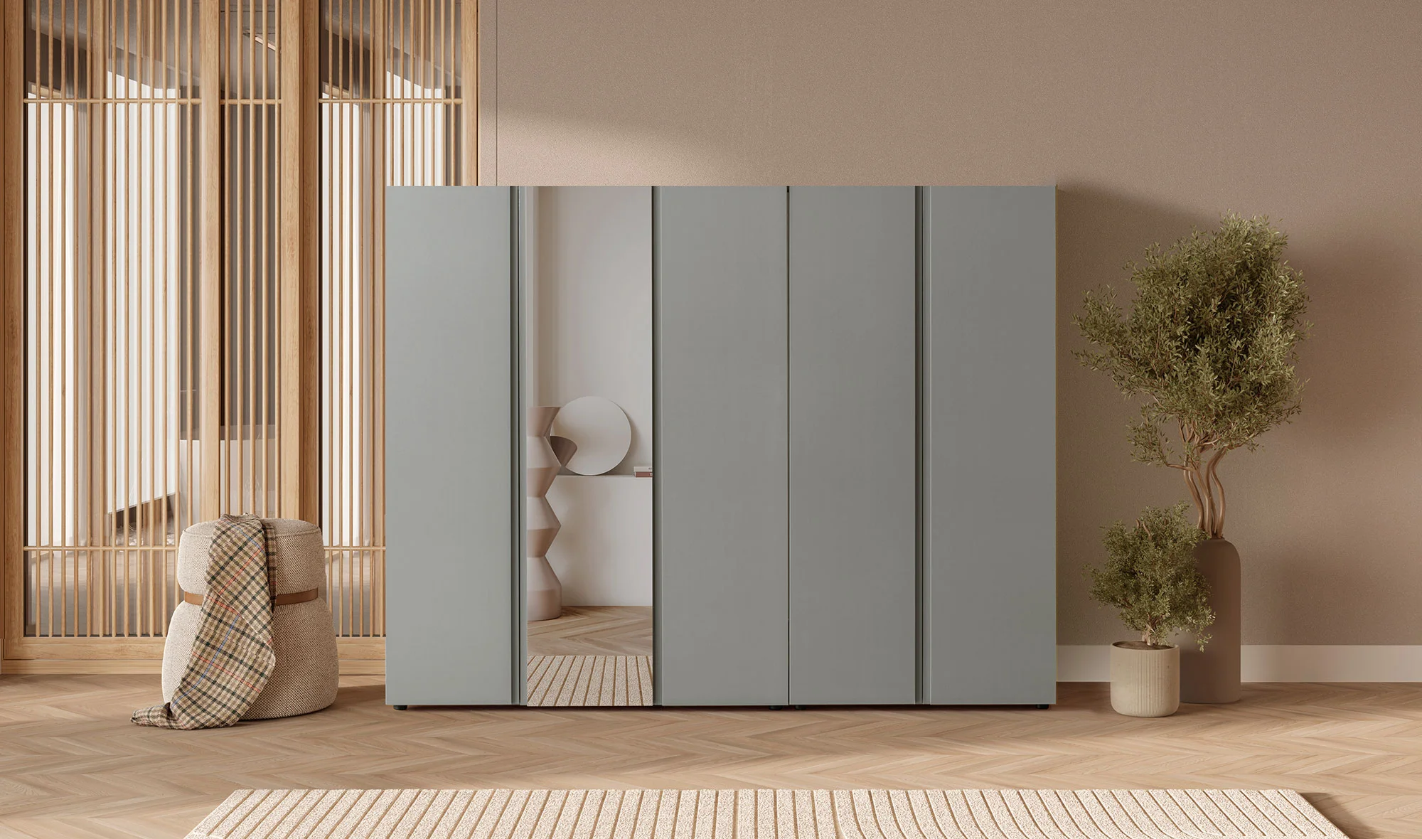 Monna 5 Kapılı Gardrop - Gri