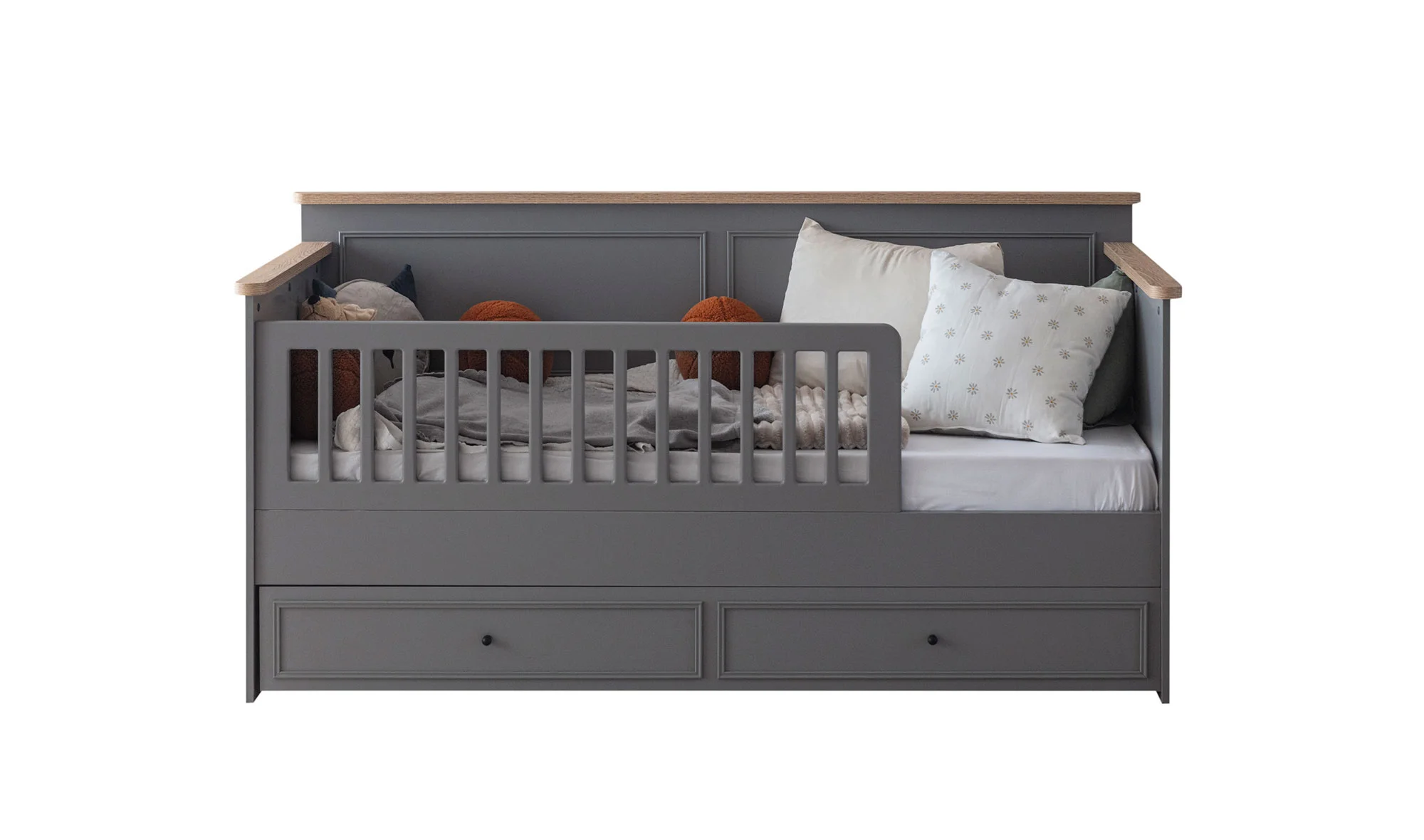 Pars Yavrulu Karyola ve Başlık - Sedir Antrasit