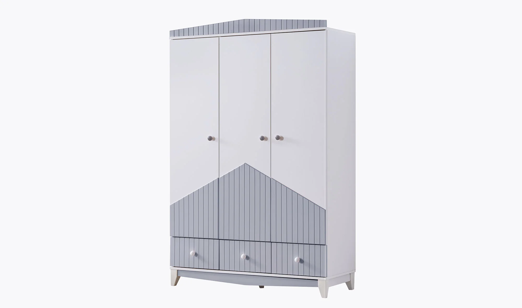 Pearl 3 Kapılı Gardrop - Gri