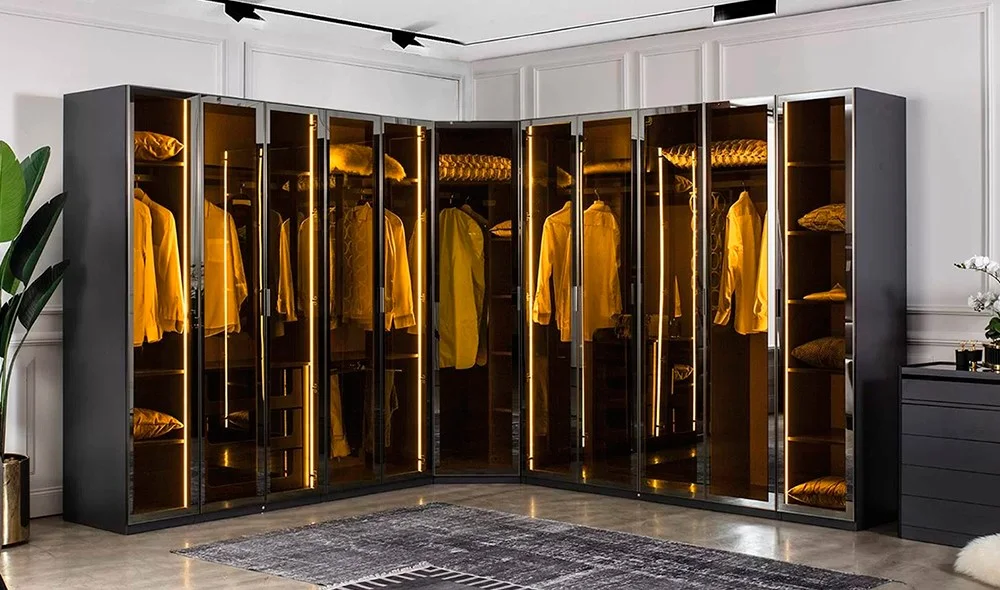 Suare Antrasit Giyinme Odası