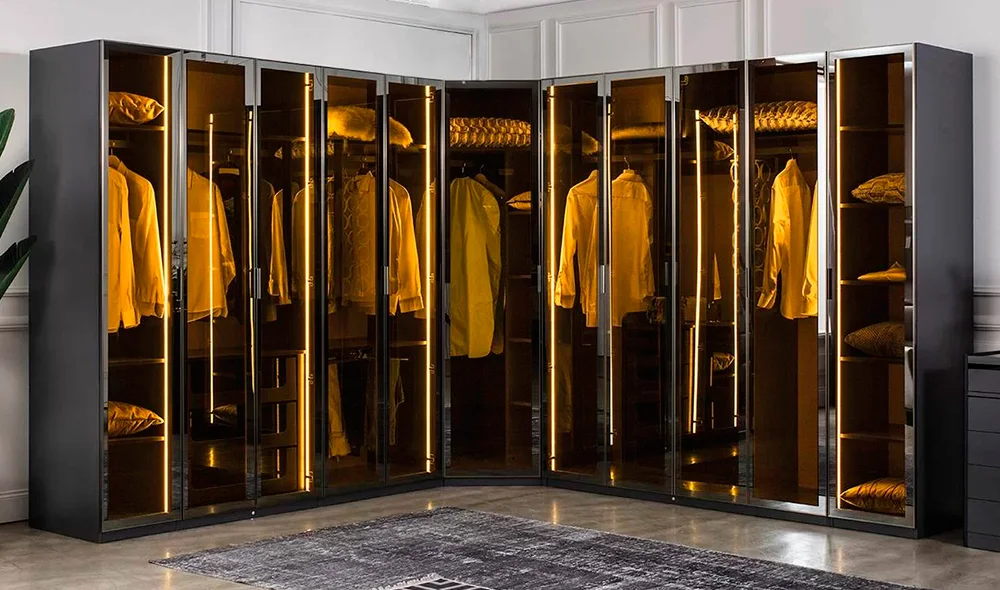 Suare Antrasit Köşe Gardırop